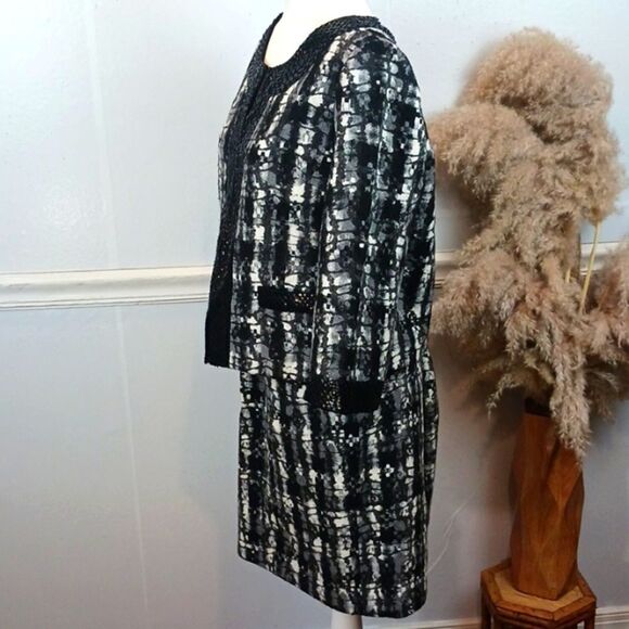 Badgley Mischka black/white tweed, wool,sequin jacket/skirt set size 12 - Picture 5 of 11